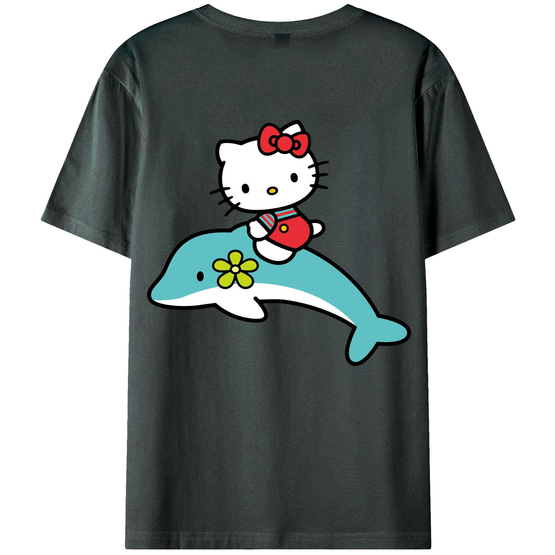 （画像用） Hello Kitty ハローキティ 綿100％ メンズ半袖Tシャツ（バックプリント） 通気性